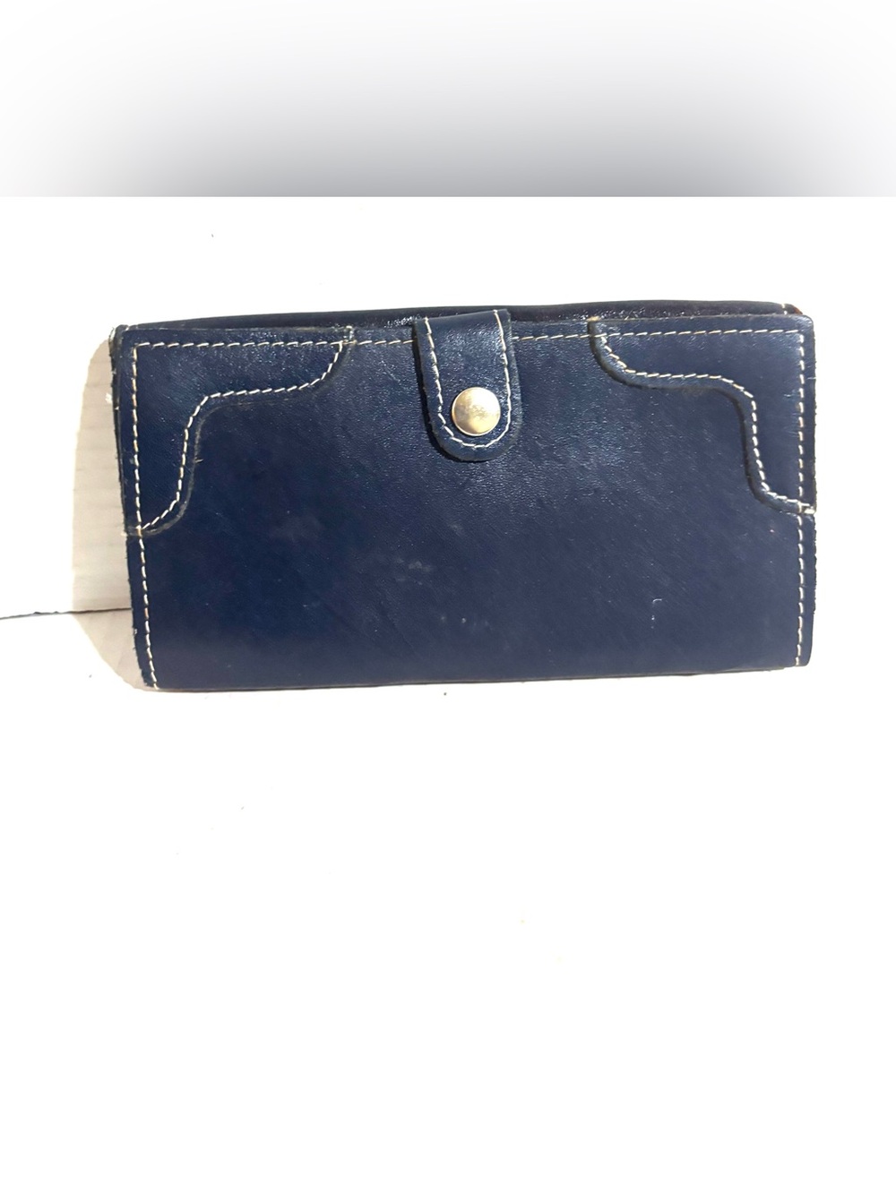 Classic Navy Leather / suede Wallet with Contrast Stitching